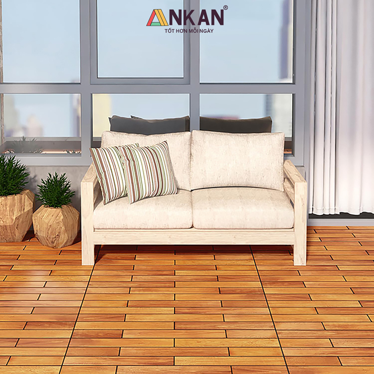 Lót Sàn Ban Công Bằng Vỉ Gỗ 15 Nan Tự Nhiên 10 vỉ gỗ 15 nan