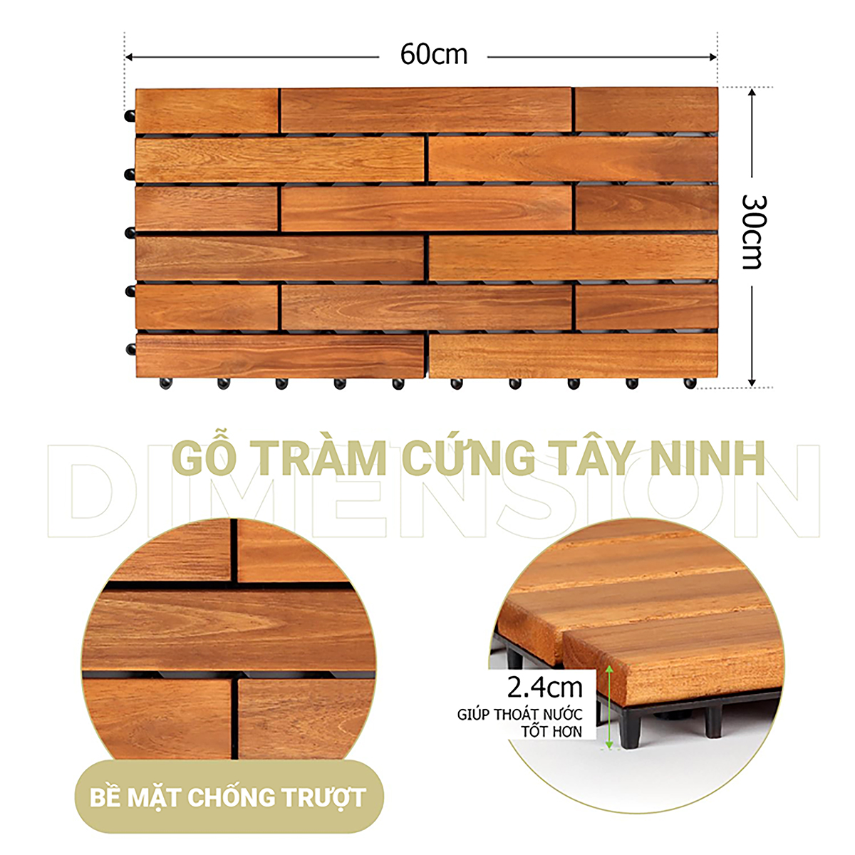 Lót Sàn Ban Công Bằng Vỉ Gỗ 15 Nan Tự Nhiên 11 vi go dai 60cm 3 1