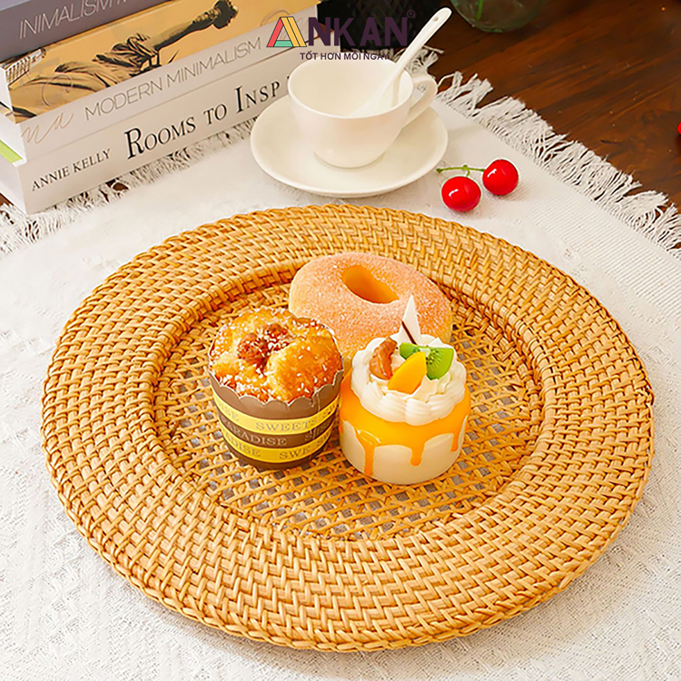Dĩa Mây Tre Trang Trí Vintage, Đựng Trái Cây 17 Dĩa mây tre