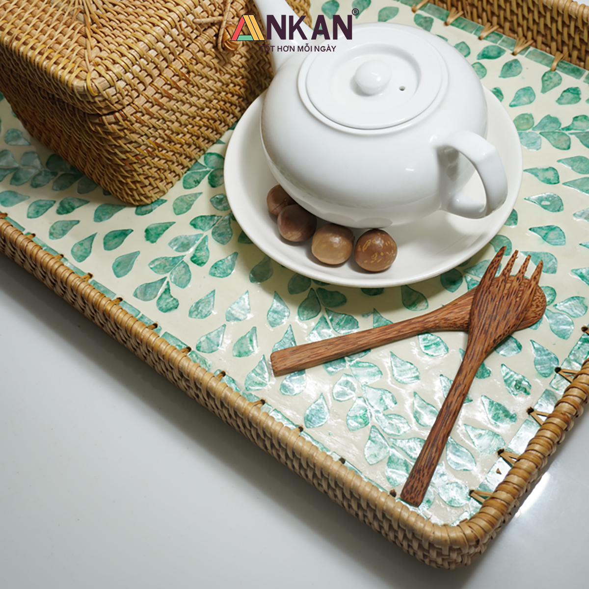 Khay Mây Khảm Trai Cỡ Lớn 56cm Trang Trí Nhà Hàng 13 khay kham trai lon 15