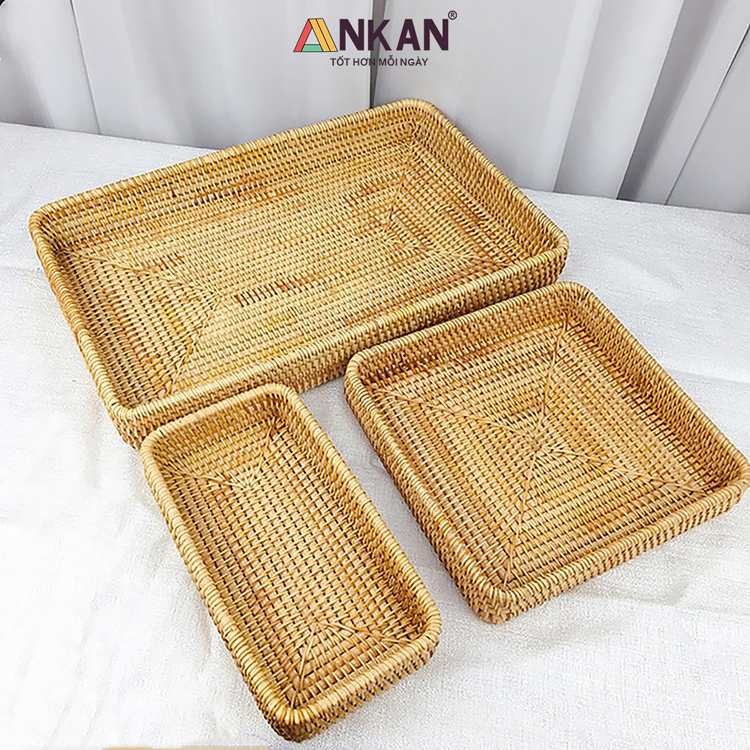Bộ 3 Món Rổ Decor Mây Tre Tự Nhiên Thủ Công 12 Rổ decor mây tre