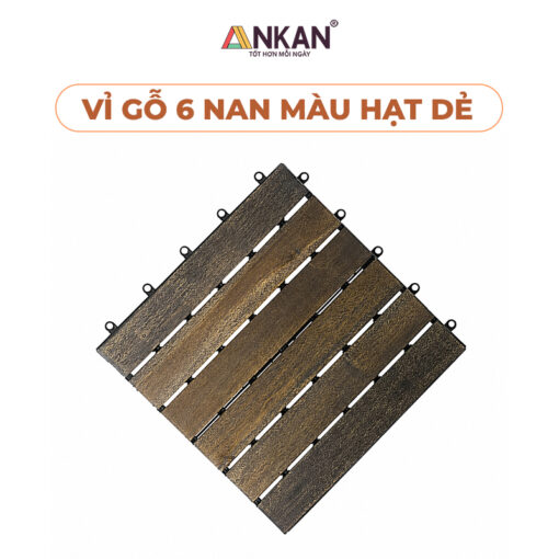 Sàn Gỗ Ban Công Vỉ Nhựa 6 Nan Màu Đen