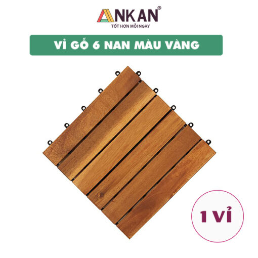 Ván Gỗ Lót Sàn Ban Công 6 Nan Màu Vàng
