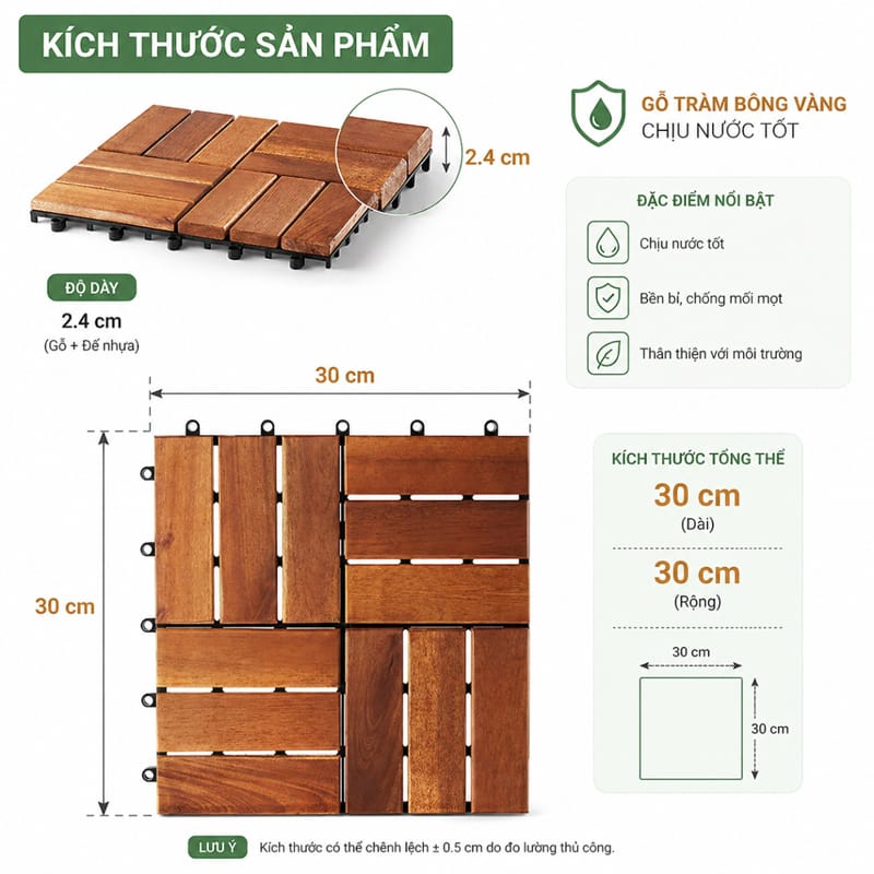 Vỉ Gỗ Lót Sàn Ban Công 12 Nan Màu Vàng 5 Vỉ Gỗ Lót Sàn Ban Công 12 Nan Màu Vàng - Ảnh 5