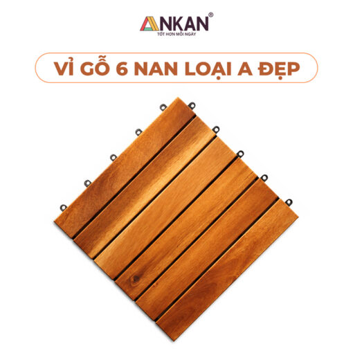 Ván Gỗ Lót Sàn Ban Công 6 Nan Màu Vàng