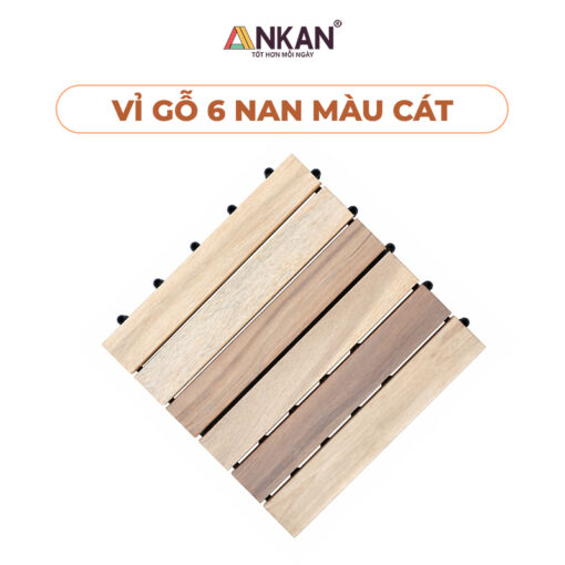 Vỉ Gỗ Lót Sàn Ngoài Trời 6 Nan Màu Vàng Cát