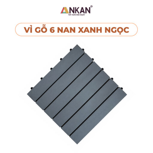 Ván Sàn Gỗ Vỉ Nhựa 6 Nan Màu Xám Xanh