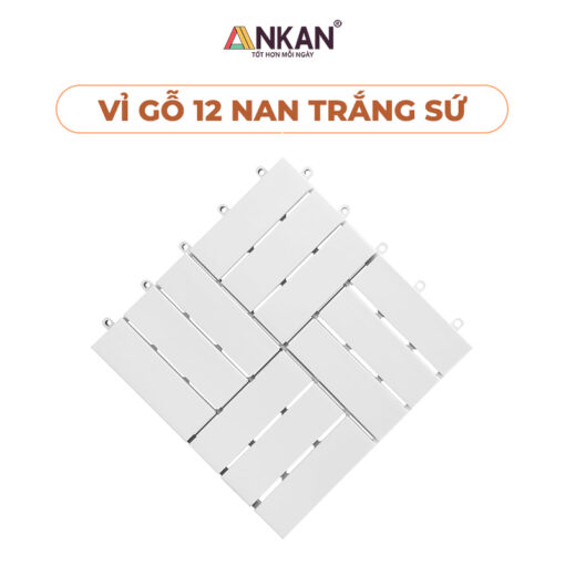 Ván Sàn Gỗ Tự Nhiên 12 Nan Màu Trắng Snow