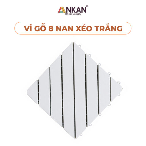 Ván Sàn Gỗ Ngoài Trời Nan Hoa 8 Thanh Gỗ Màu Trắng