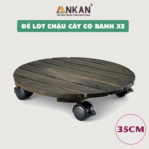 Đế Để Chậu Cây Có Bánh Xe Màu Đen Đường Kính 35cm