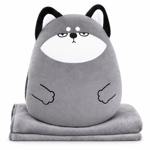 Chăn Gối Công Sở 3 Trong 1 Kiểu Chó Husky Mặt Ngầu