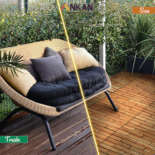 Lót Sàn Ban Công Bằng Vỉ Gỗ 15 Nan Tự Nhiên 9 vi go dai 60cm 12
