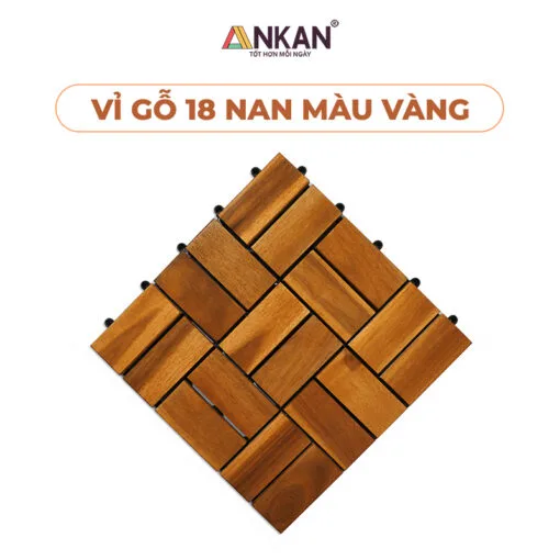 Ván Sàn Gỗ Vỉ Nhựa 18 Nan Màu Vàng