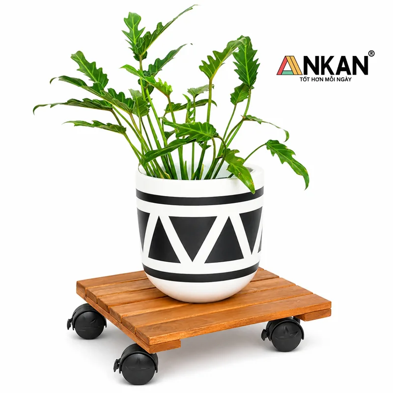 Kệ Để Chậu Cây Có Bánh Xe Màu Vàng Hình Vuông 30cm - Ảnh 4