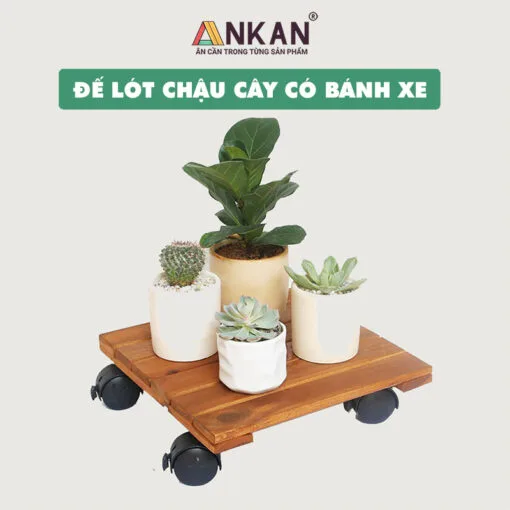 Kệ Để Chậu Cây Có Bánh Xe Màu Vàng Hình Vuông 30cm