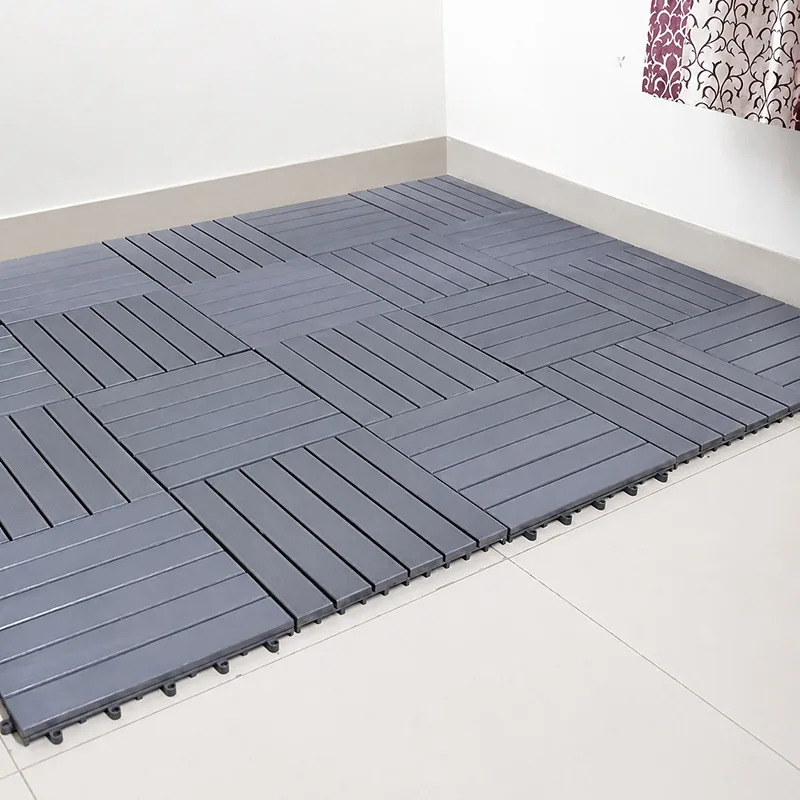 Ảnh ván Lót Sàn Gỗ Tự Nhiên Phủ PU (6 Nan và 12 Nan) Màu Xám Chuột