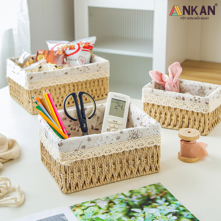 Giỏ Mây Đựng Đồ, Đựng Đồ Ăn Vặt, Đựng Mỹ Phẩm Để Bàn 8 giỏ mây đựng đồ