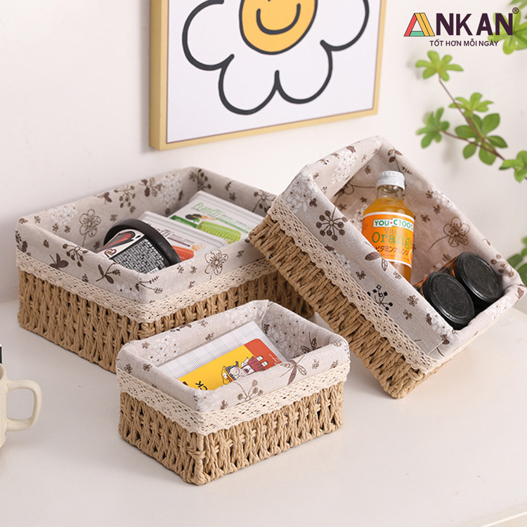 Giỏ Mây Đựng Đồ, Đựng Đồ Ăn Vặt, Đựng Mỹ Phẩm Để Bàn 10 1 5