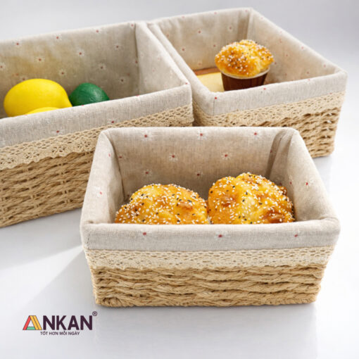 Alternative view of Giỏ Cói Lót Vải Hoa Cúc Đựng Đồ Mỹ phẩm, Phụ kiện