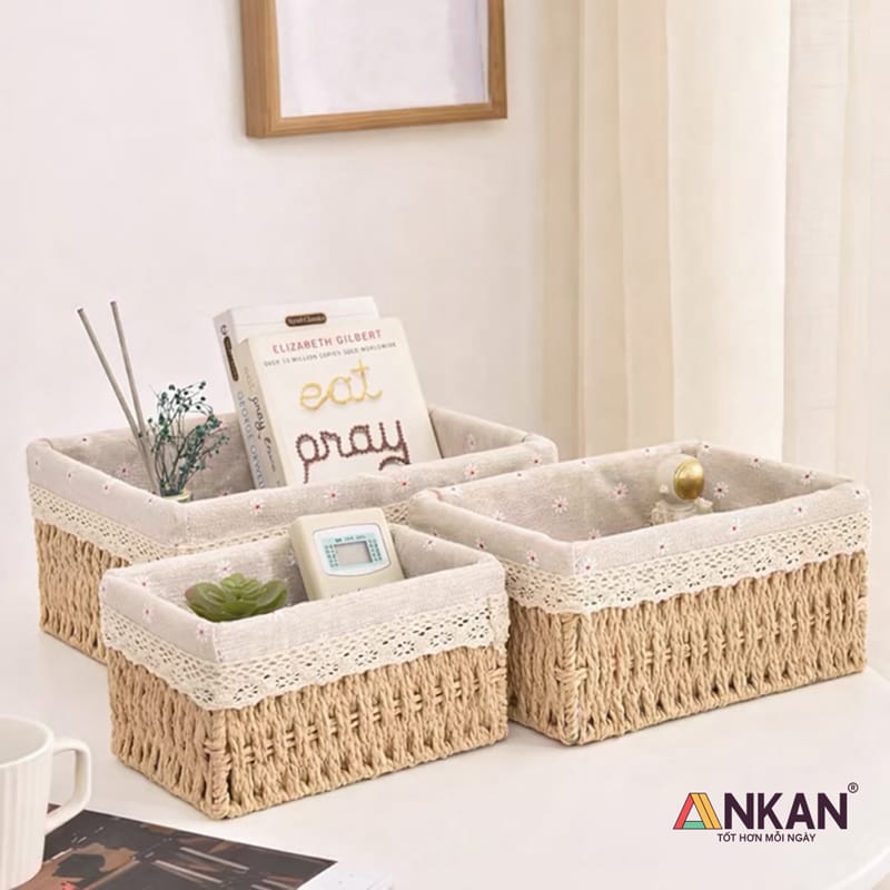 Giỏ Cói Lót Vải Hoa Cúc Đựng Đồ Mỹ phẩm, Phụ kiện 5 Giỏ Cói Lót Vải Hoa Cúc Đựng Đồ Mỹ phẩm, Phụ kiện - Ảnh 5