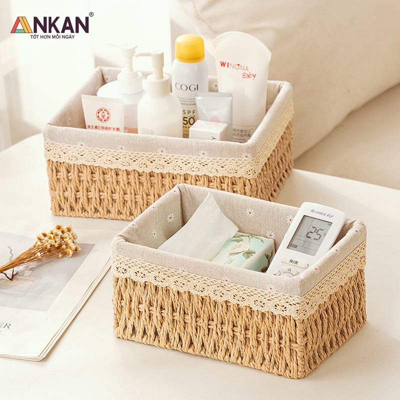 Giỏ Cói Lót Vải Hoa Cúc Đựng Đồ Mỹ phẩm, Phụ kiện 7 Giỏ Cói Lót Vải Hoa Cúc Đựng Đồ Mỹ phẩm, Phụ kiện - Ảnh 7
