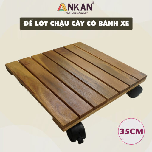 Đế Chậu Cây Có Bánh Xe 35cm Vuông Vàng