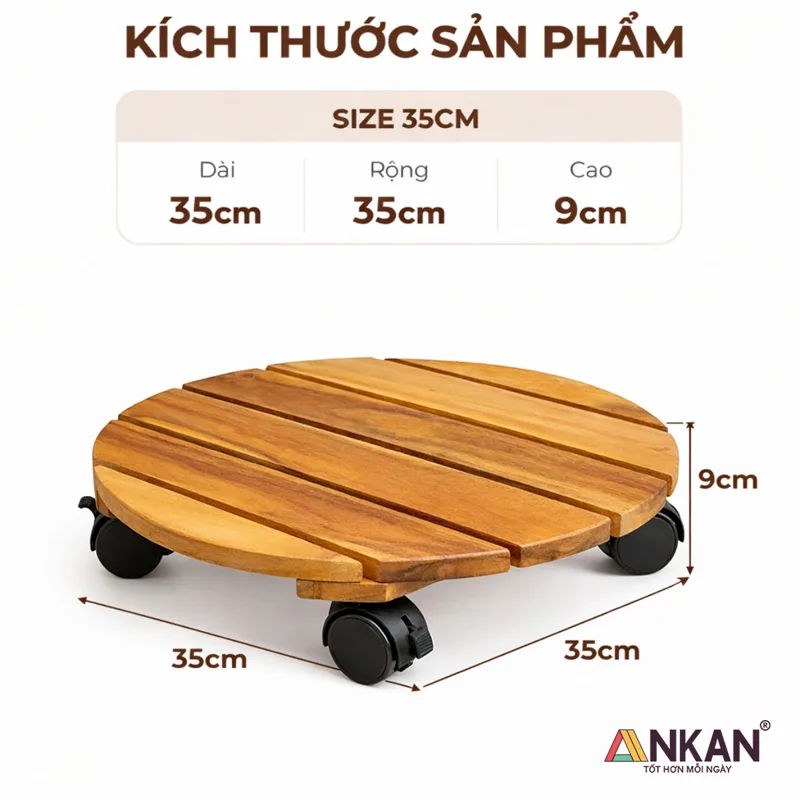 Đế Chậu Cây Có Bánh Xe Thiết Kế Mới 35cm - Ảnh 3