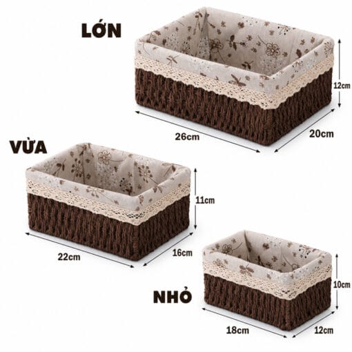 Alternative view of Giỏ Cói Lót Vải Hoa Nhí Đựng Đồ Mỹ Phẩm, Phụ Kiện
