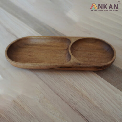 Khay Gỗ Tròn Oval Kết Hợp Ngăn Đựng Chén Chấm - Hình ảnh 4