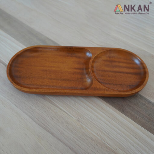 Khay Gỗ Tròn Oval Kết Hợp Ngăn Đựng Chén Chấm - Hình ảnh 5