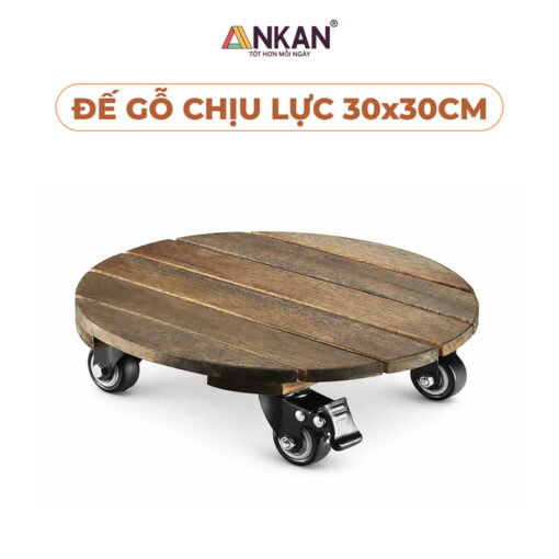 Đế Gỗ Lót Chậu Cây, Gỗ Đẹp, Siêu Bền, D30, Đen