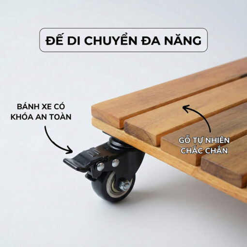 Alternative view of Đế Chậu Cảnh Có Bánh Xe, Cạnh 50cm, Hình Vuông
