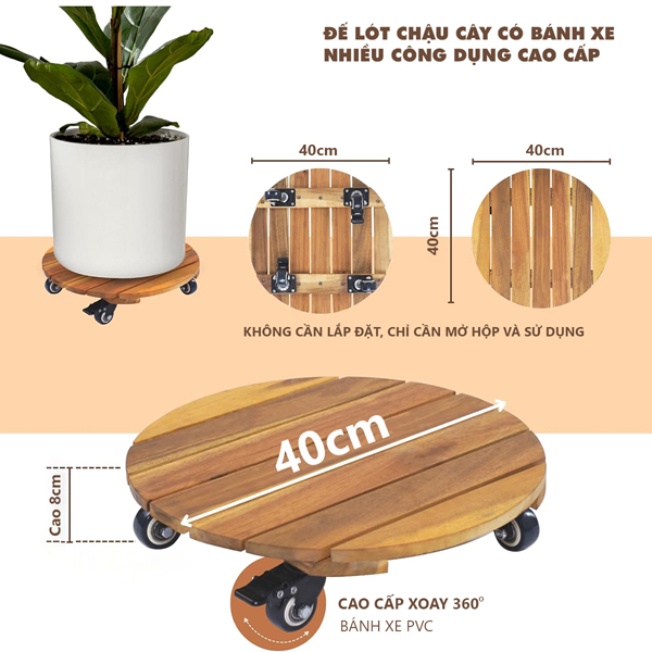 Đế Lót Chậu Hoa Cây Cảnh D40cm, Siêu bền, Tải 150Kg 13 de lot chau cay 4