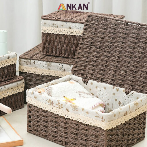 Rổ cói đựng đồ có nắp decor trang trí nhà cửa 9 than do vai nau 2