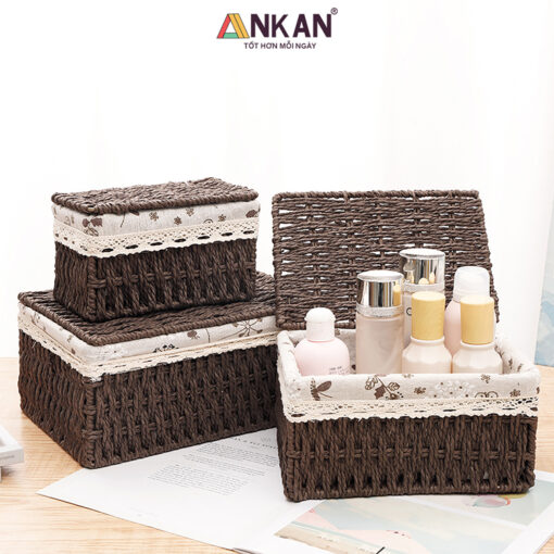 Rổ cói đựng đồ có nắp decor trang trí nhà cửa 10 than do vai nau 4