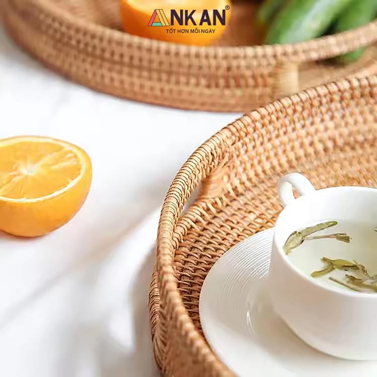 Khay Mây Guột Đựng Đồ Ăn, Trái Cây Trang Trí Bàn Ăn 17 khay may 12