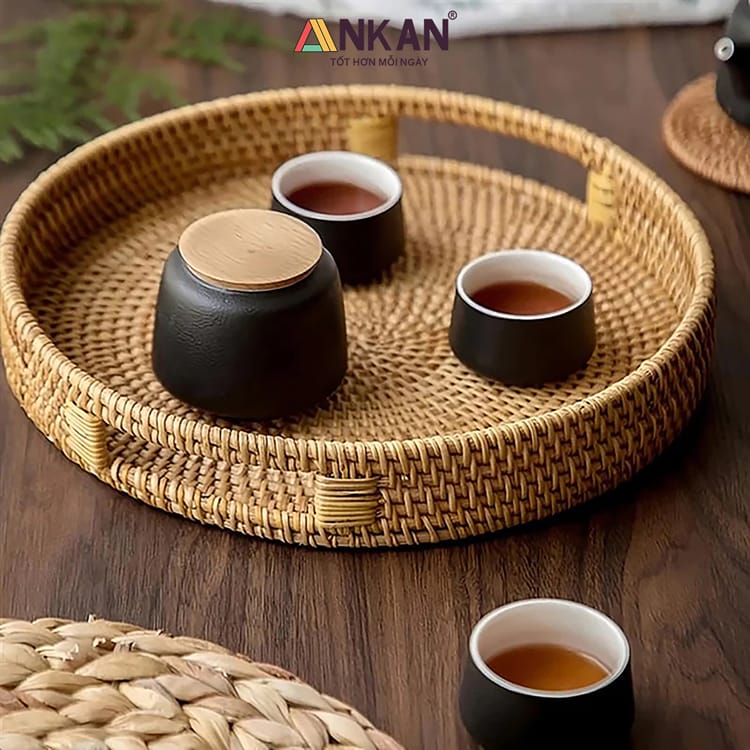 Khay Mây Guột Đựng Đồ Ăn, Trái Cây Trang Trí Bàn Ăn 15 khay may 32