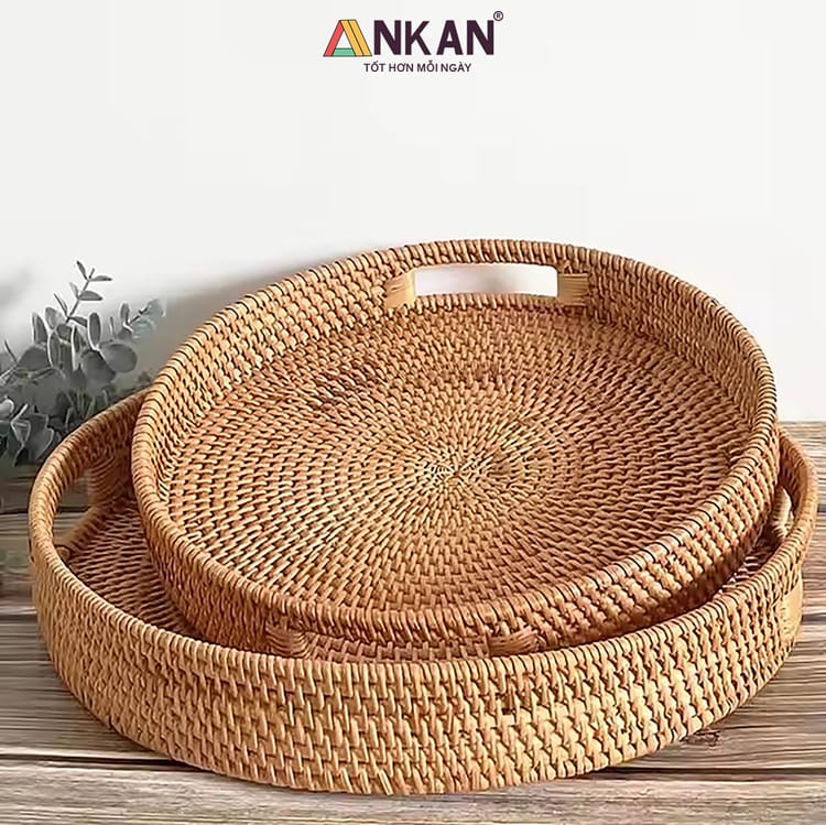 Khay Mây Guột Đựng Đồ Ăn, Trái Cây Trang Trí Bàn Ăn 12 khay may 4