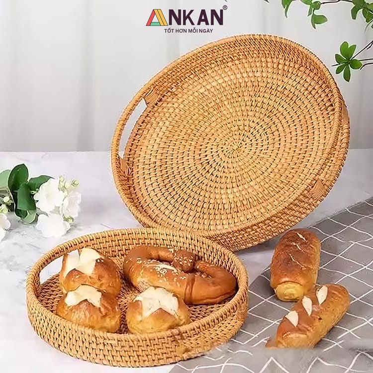 Khay Mây Guột Đựng Đồ Ăn, Trái Cây Trang Trí Bàn Ăn 14 khay may 49