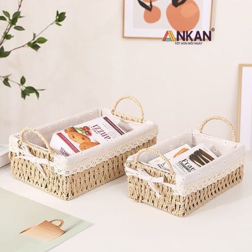 Alternative view of Giỏ Cói Đựng Đồ Lót Vải – Giỏ Picnic, Trang Trí