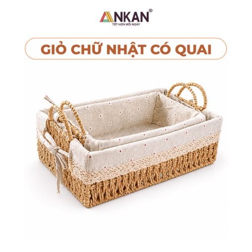 Giỏ Cói Đựng Đồ Lót Vải – Giỏ Picnic, Trang Trí