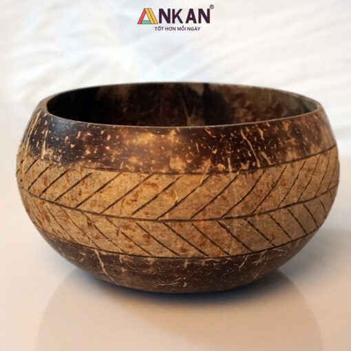 Alternative view of Bát Gáo Dừa Khắc Hoa Văn Lá Cọ Dùng Ăn Ngũ Cốc