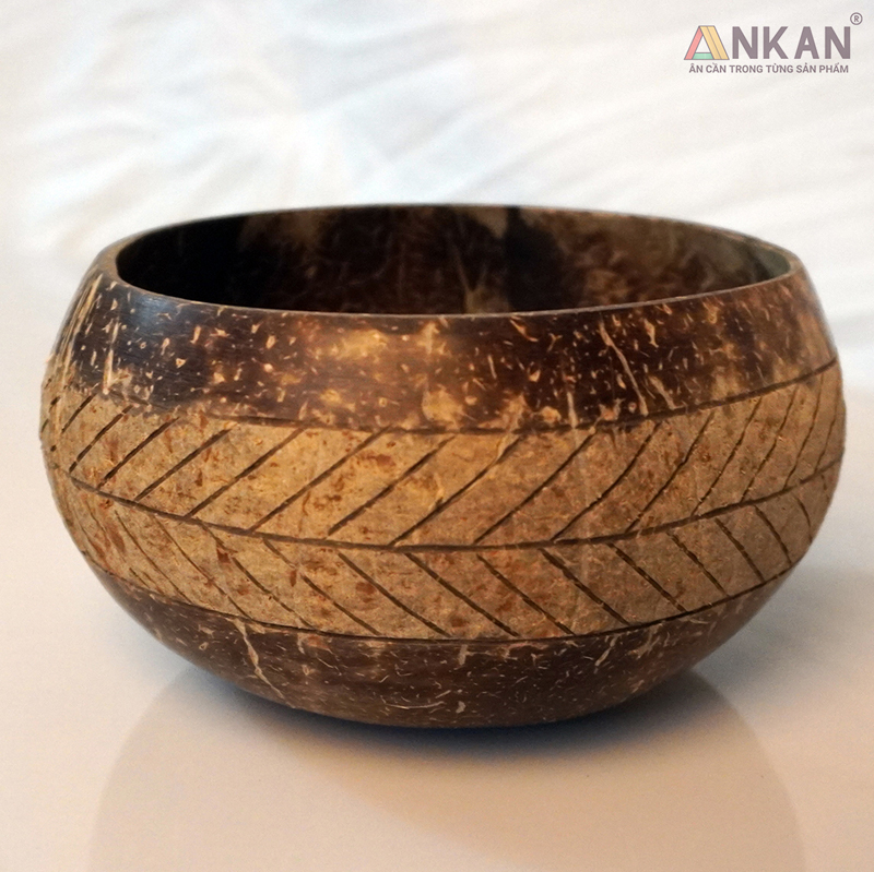 Bát Gáo Dừa Khắc Hoa Văn Lá Cọ Dùng Ăn Ngũ Cốc 12 bat dua khac xuong ca 11