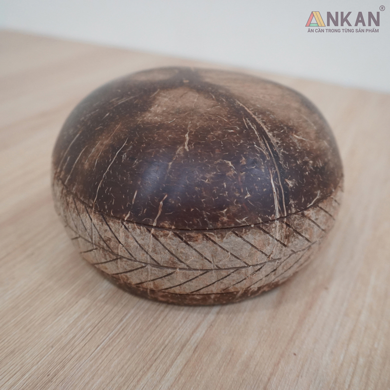 Bát Gáo Dừa Khắc Hoa Văn Lá Cọ Dùng Ăn Ngũ Cốc 13 bat dua khac xuong ca 9