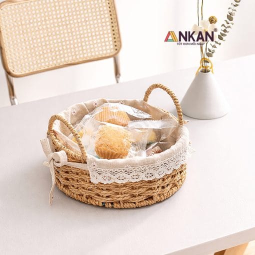 Alternative view of Giỏ Picnic Hình Tròn Có Quai Xách Đan Tay Thủ Công