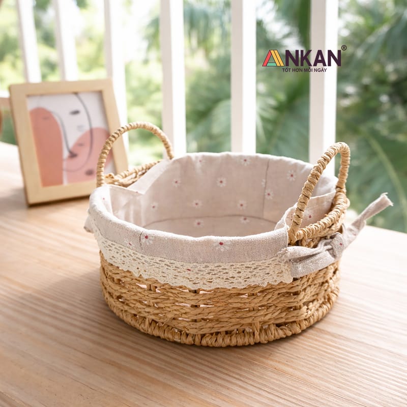 Giỏ Picnic Hình Tròn Có Quai Xách Đan Tay Thủ Công 3 Giỏ Picnic Hình Tròn Có Quai Xách Đan Tay Thủ Công - Ảnh 3