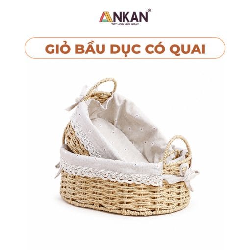 Giỏ Đựng Đồ Ăn Vặt Có Quai Hình Bầu Dục