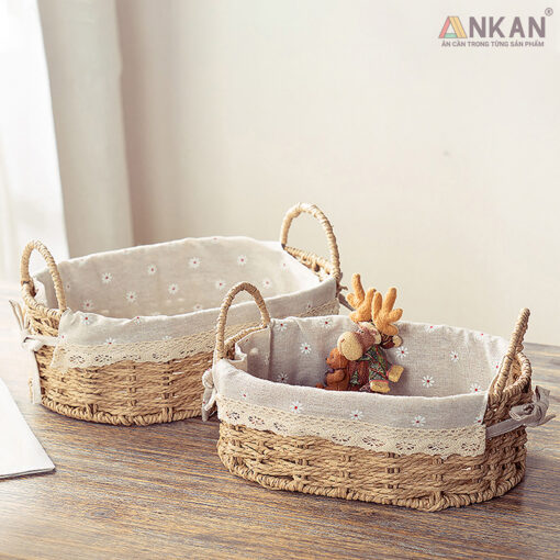Giỏ Đựng Đồ Ăn Vặt Có Quai Hình Bầu Dục