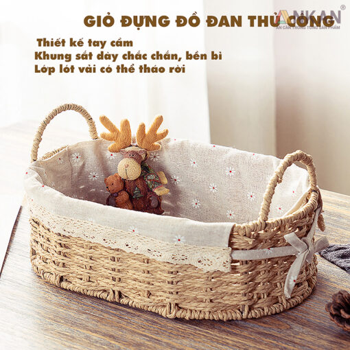 Giỏ Đựng Đồ Ăn Vặt Có Quai Hình Bầu Dục - Hình ảnh 3