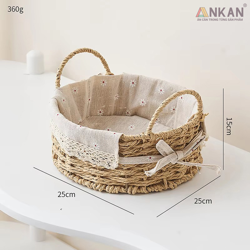 Giỏ Picnic Hình Tròn Có Quai Xách Đan Tay Thủ Công 15 ro coi co quai hinh vuong 10
